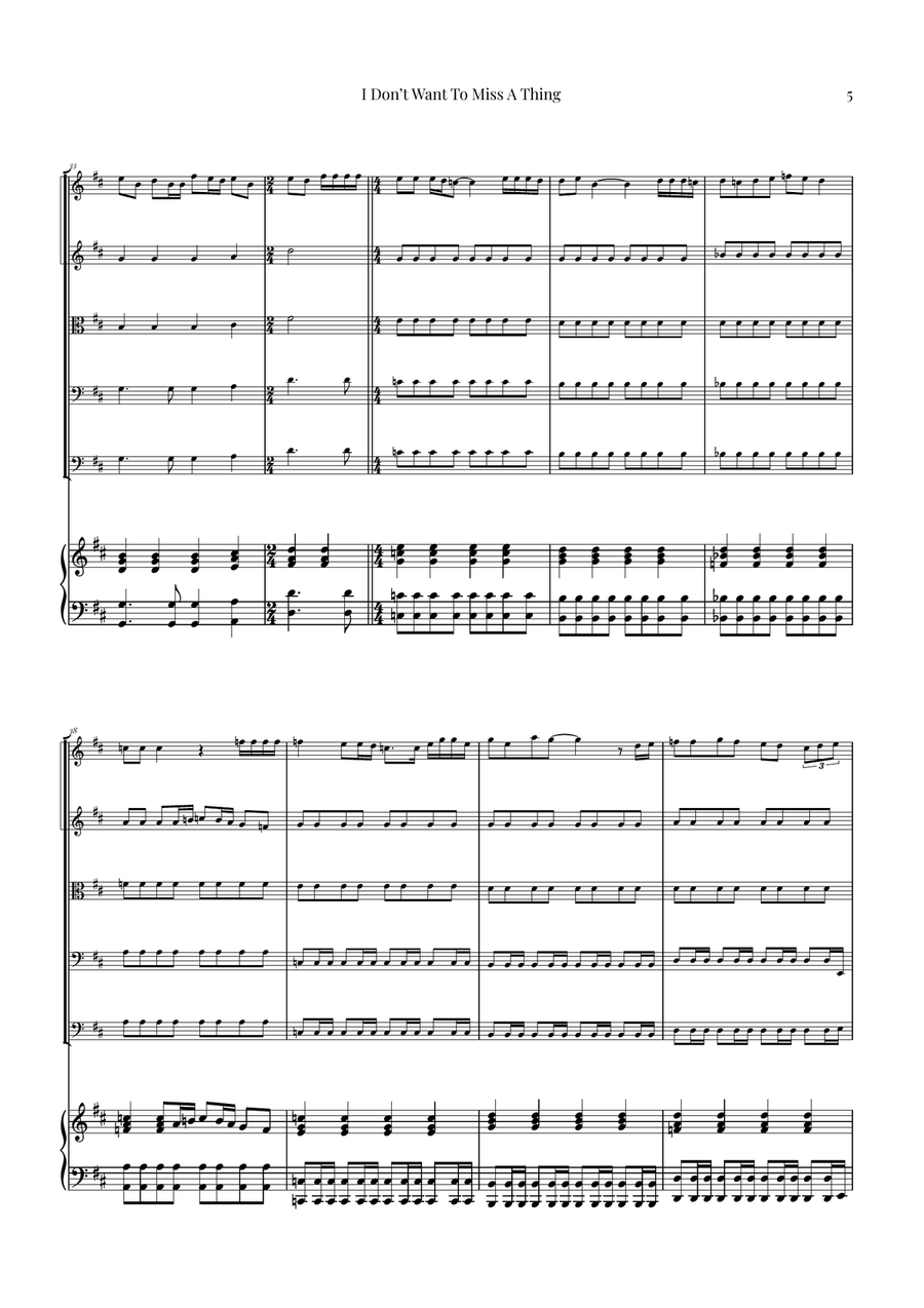 I Don't Want To Miss A Thing String Orchestra scores gallery preview page 5