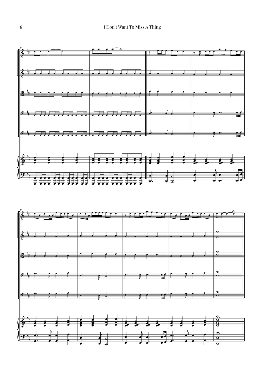 I Don't Want To Miss A Thing String Orchestra scores gallery preview page 6