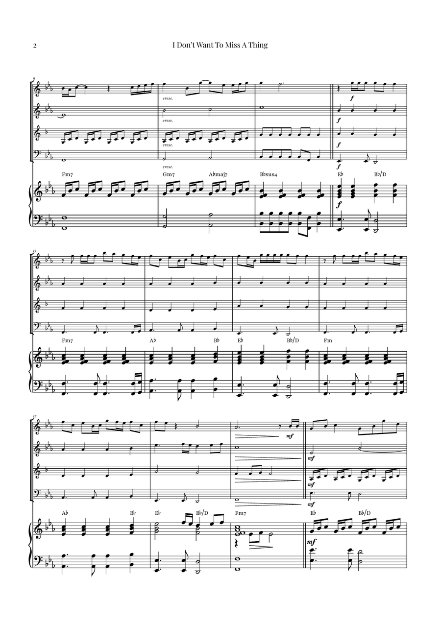 I Don't Want To Miss A Thing Woodwind Quartet scores gallery preview page 2