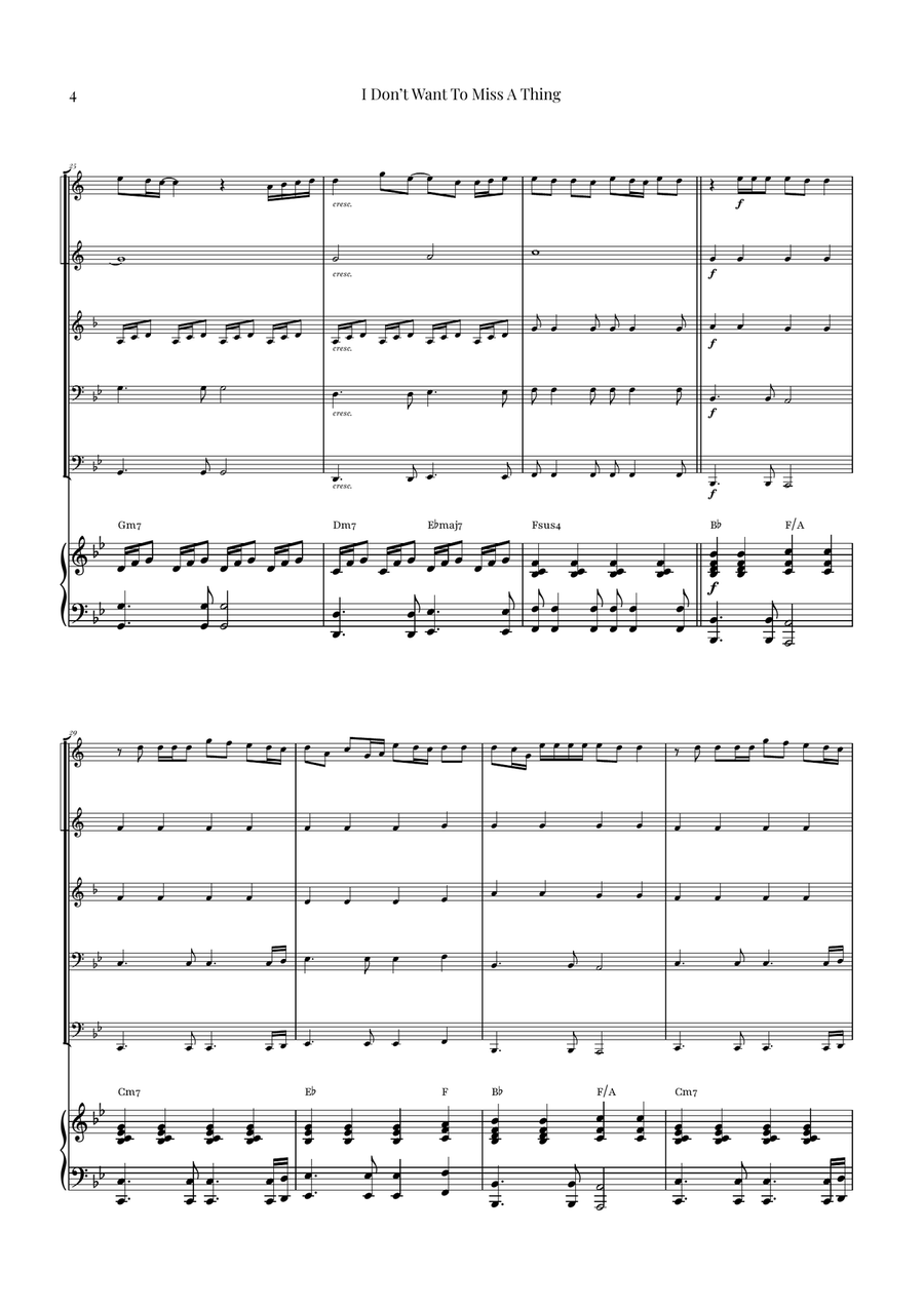 I Don't Want To Miss A Thing Brass Quintet scores gallery preview page 4