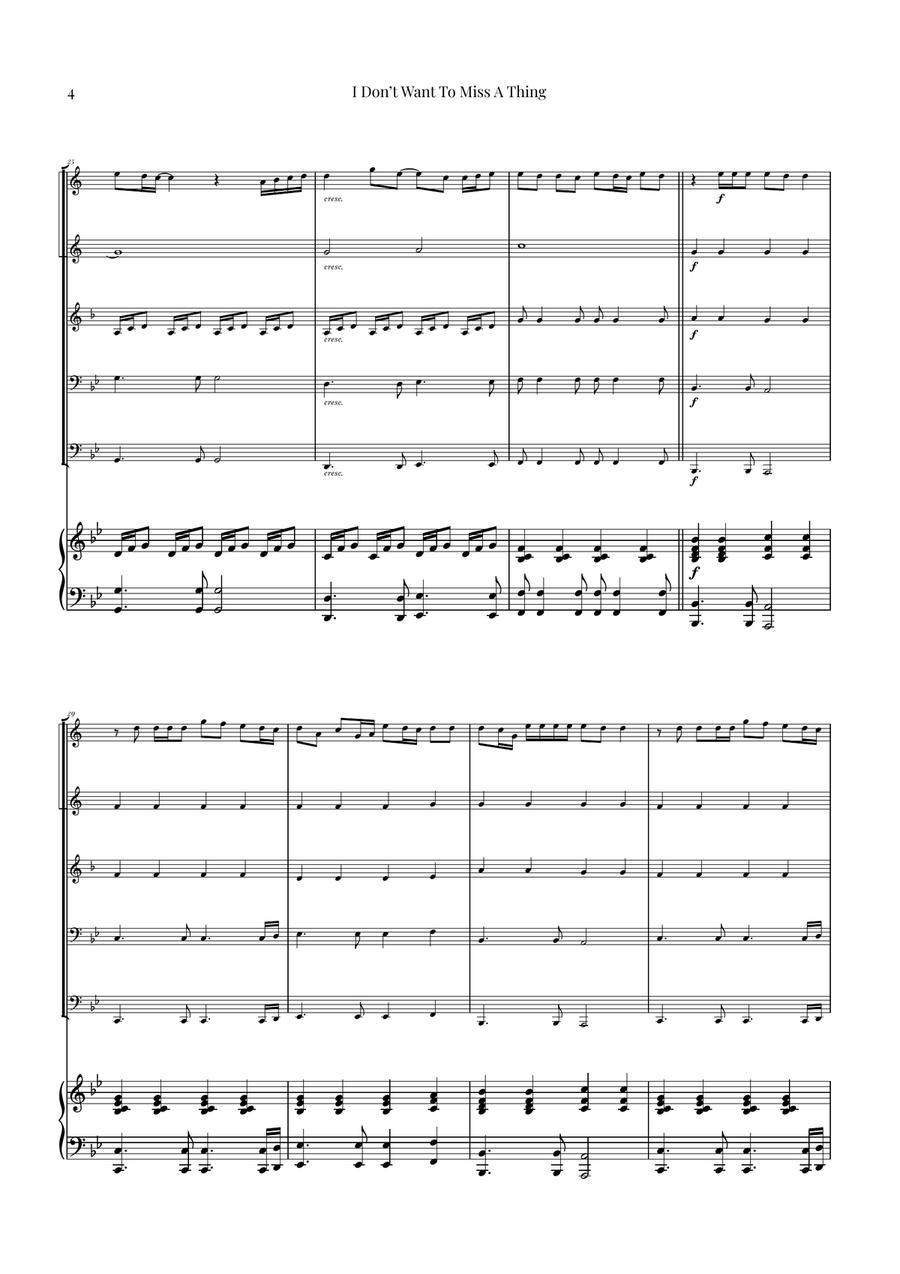 I Don't Want To Miss A Thing Brass Quintet scores gallery preview page 4