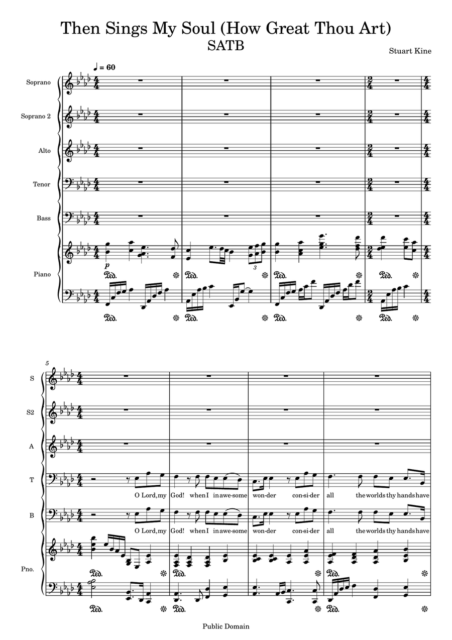 Then Sings My Sour, How Great Thou Art 4-Part scores gallery preview page 1