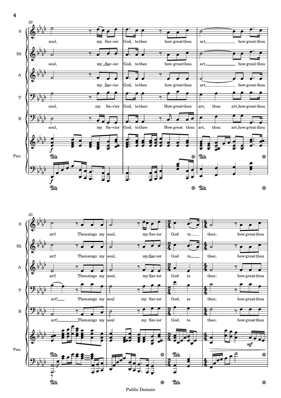 Then Sings My Sour, How Great Thou Art 4-Part scores gallery preview page 4