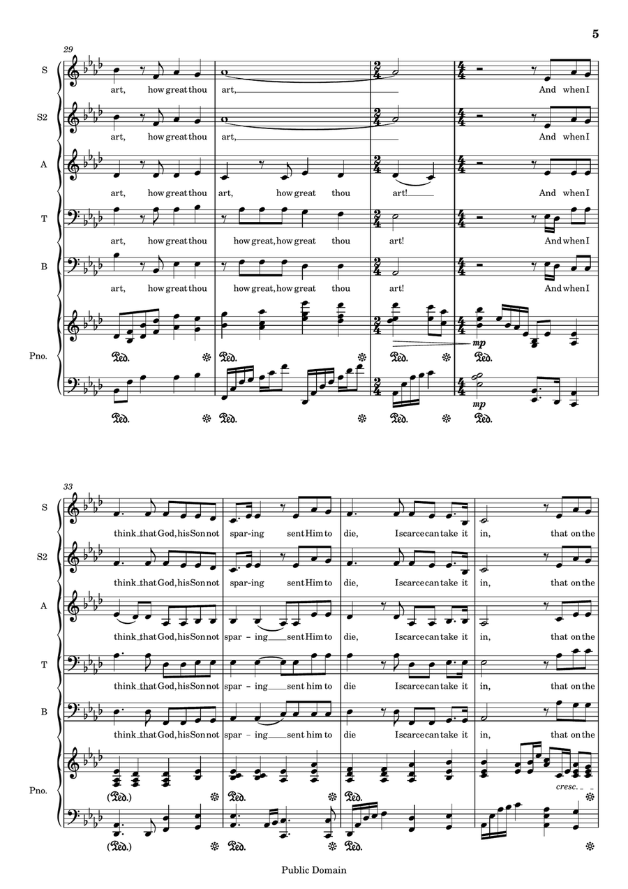Then Sings My Sour, How Great Thou Art 4-Part scores gallery preview page 5