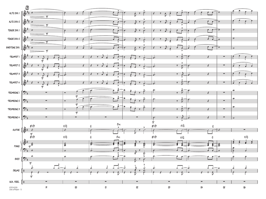 Like A Prayer (arr. Roger Holmes) - Alto Sax - Conductor Score (Full Score) Jazz Ensemble scores gallery preview page 4