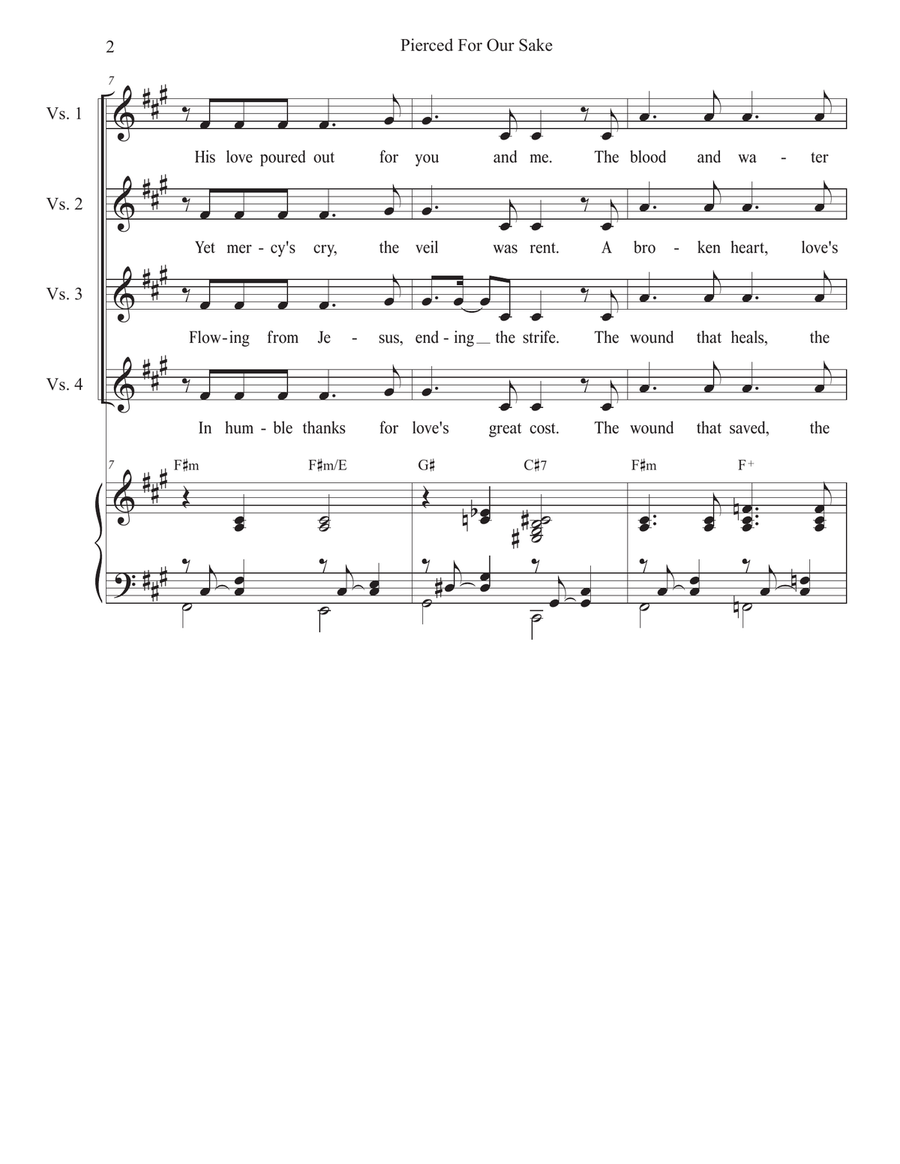 Pierced For Our Sake (Unison choir) Unison Choir scores gallery preview page 2