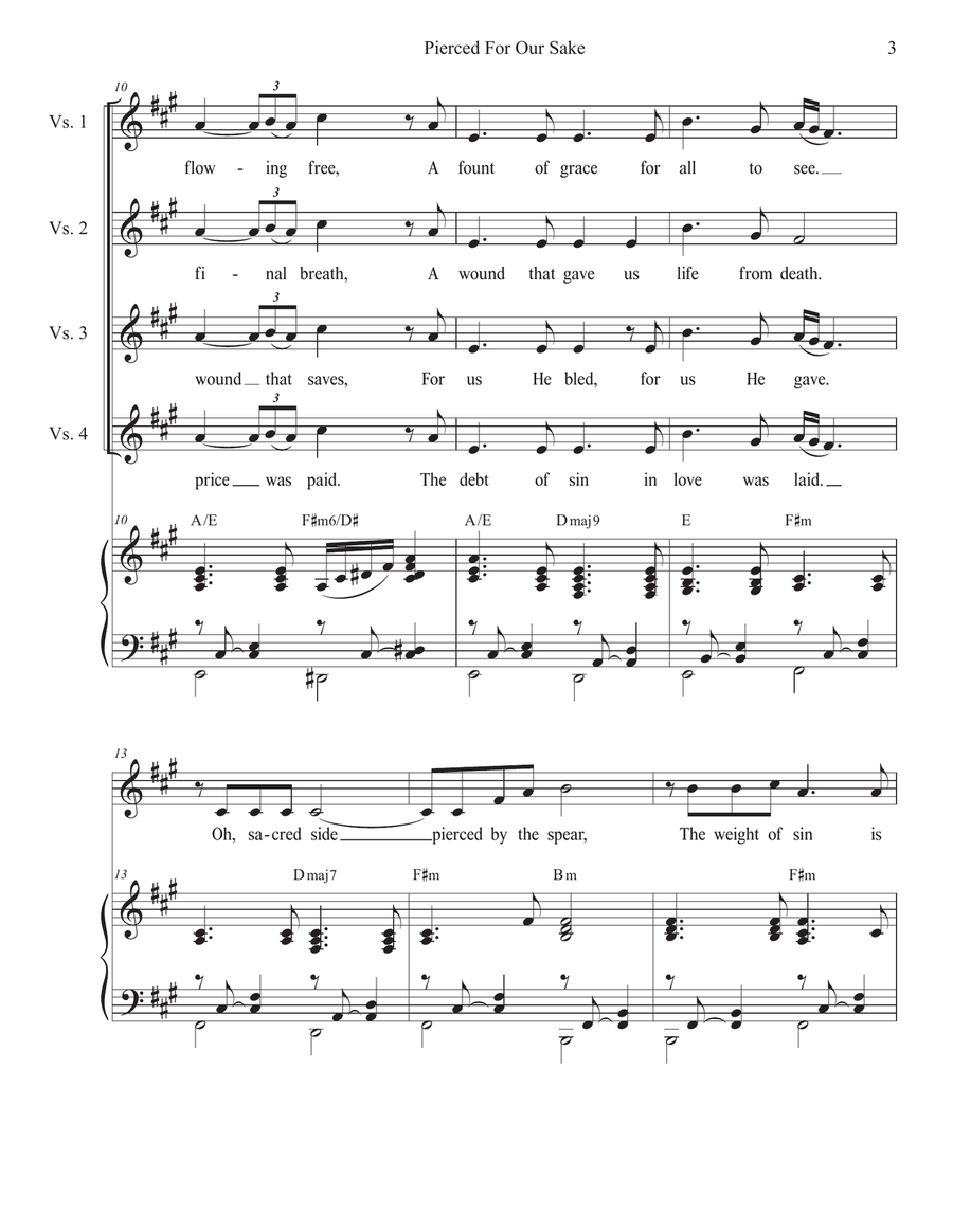 Pierced For Our Sake (Unison choir) Unison Choir scores gallery preview page 3