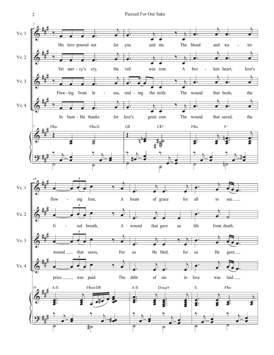 Pierced For Our Sake (Vocal Quartet - (SATB) 4-Part scores gallery preview page 2