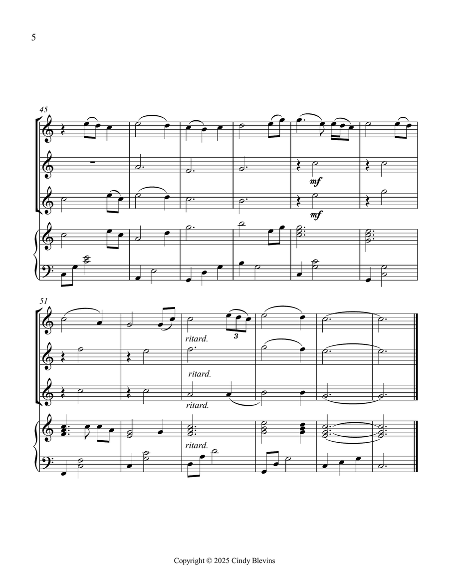 Amazing Grace, for Three Violins and Piano Small Ensemble scores gallery preview page 6