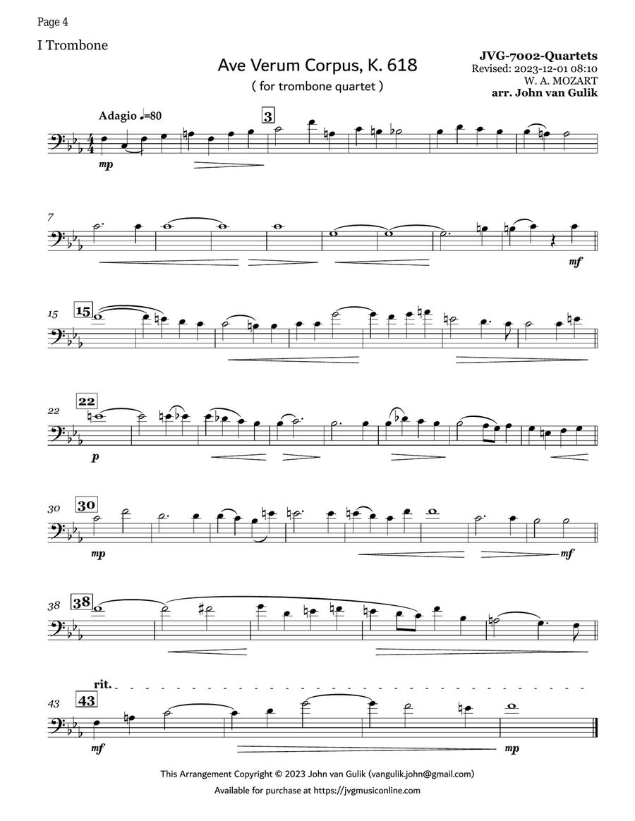 10 Trombone Quartets - Volume 1 Brass Quartet scores gallery preview page 4