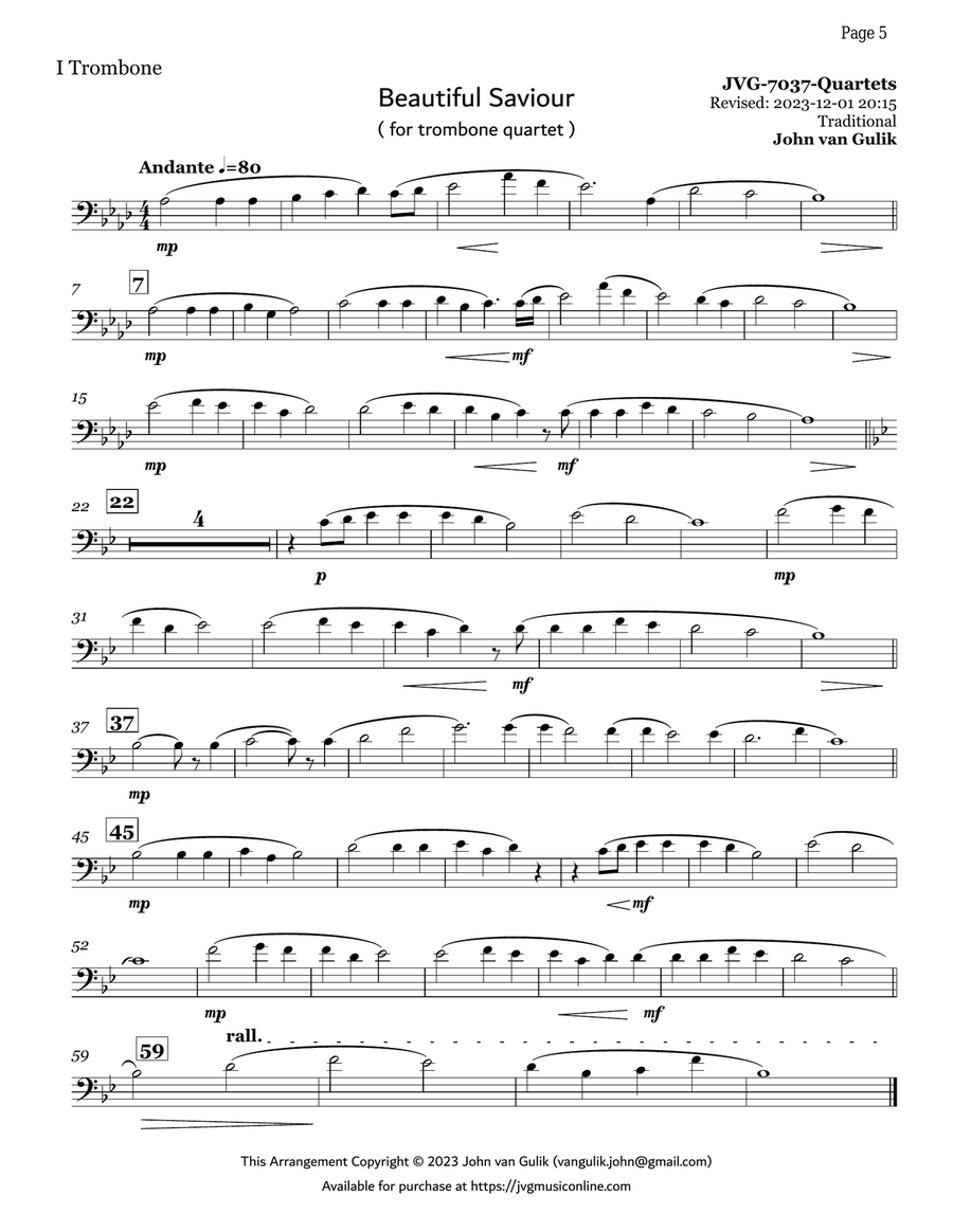10 Trombone Quartets - Volume 1 Brass Quartet scores gallery preview page 5