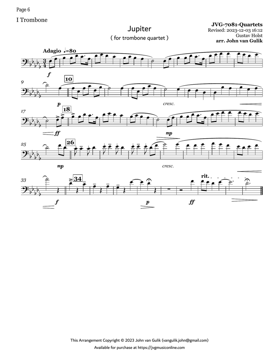 10 Trombone Quartets - Volume 2 Brass Quartet scores gallery preview page 6