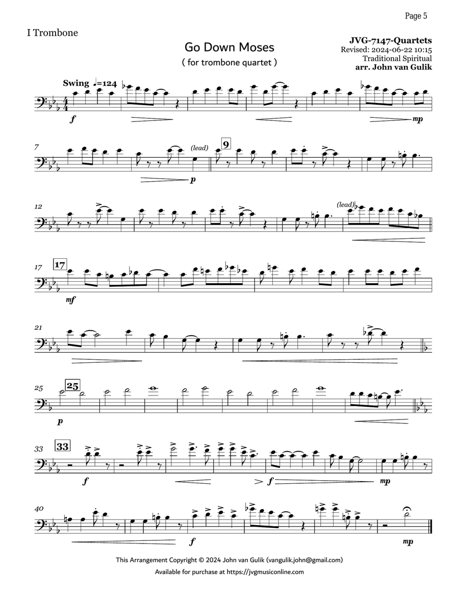 10 Trombone Quartets - Volume 4 Brass Quartet scores gallery preview page 5