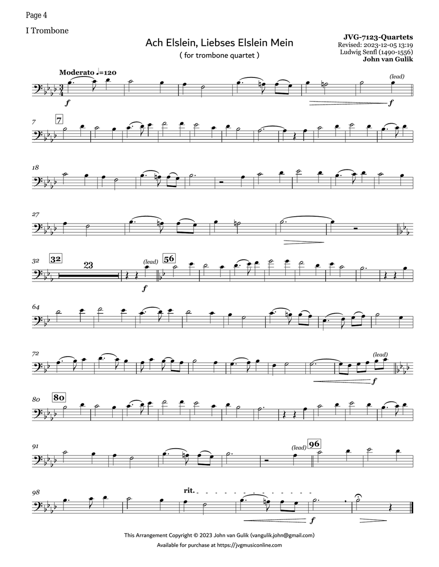 10 Trombone Quartets - Volume 3 Brass Quartet scores gallery preview page 4