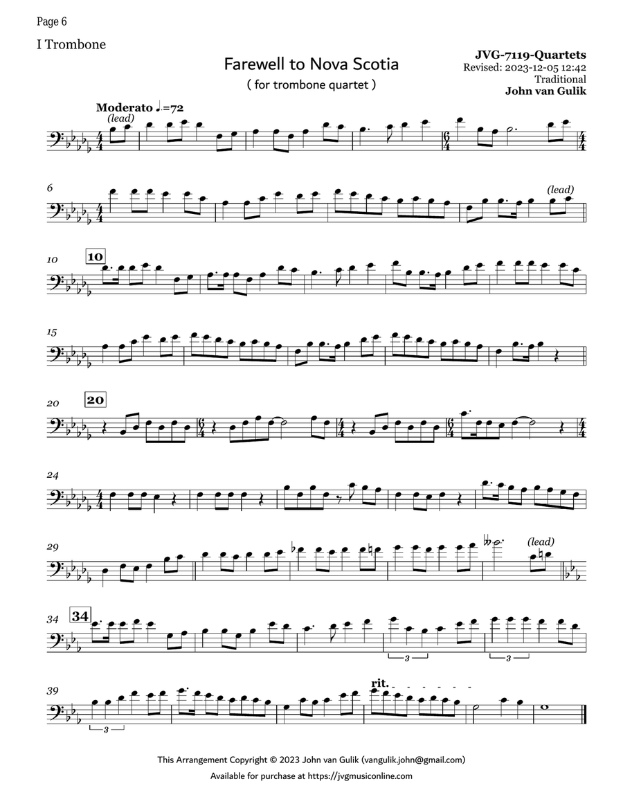 10 Trombone Quartets - Volume 3 Brass Quartet scores gallery preview page 6
