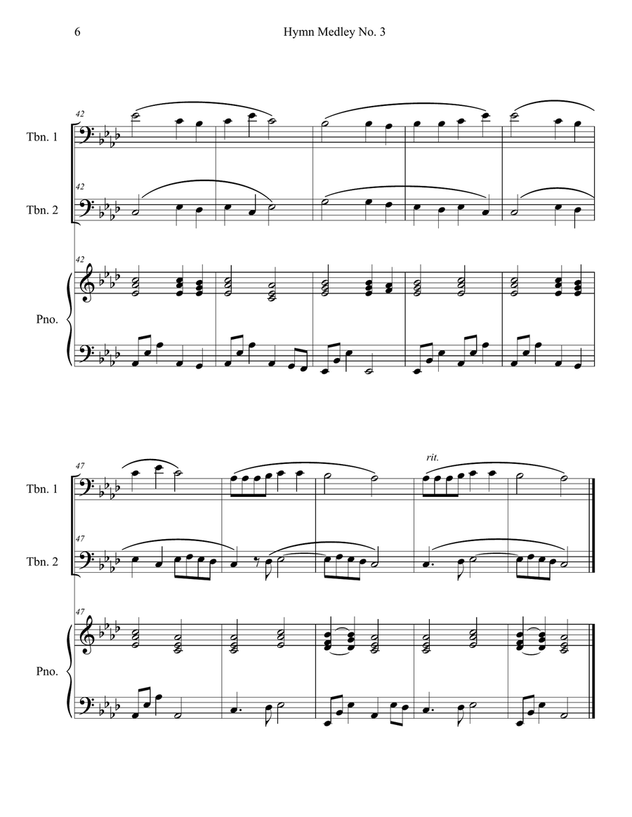 Hymn Medley No. 3 (Trombone Duet with Piano Accompaniment) Trombone Duet scores gallery preview page 6