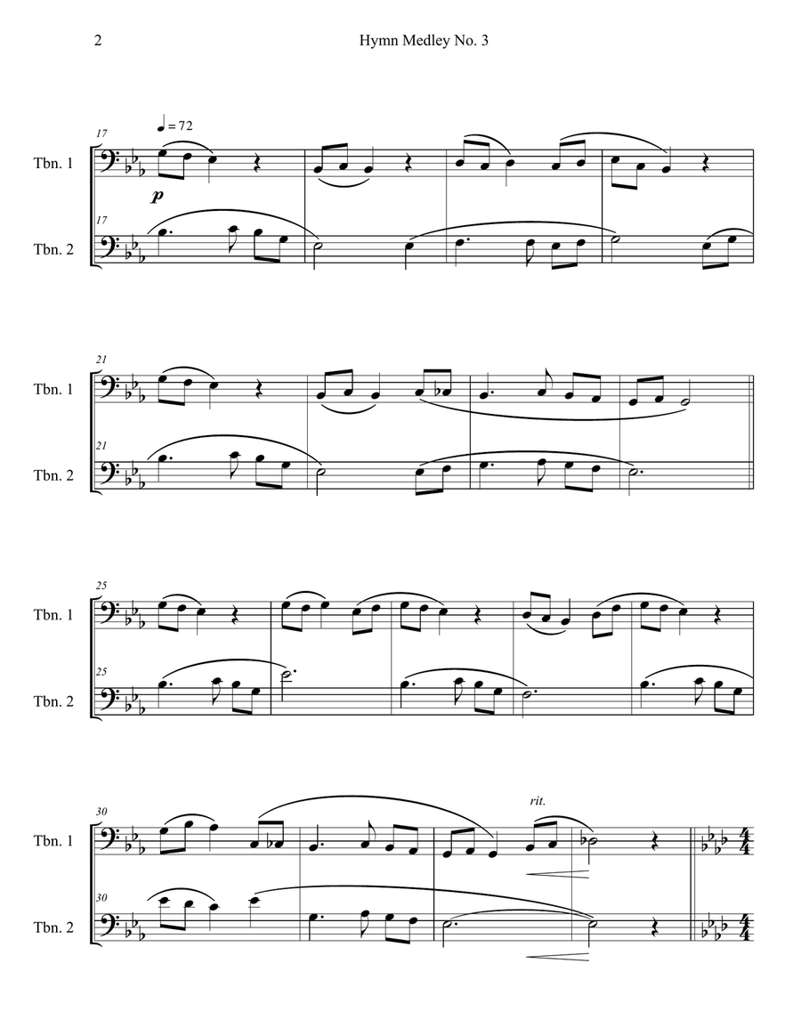 Hymn Medley No. 3 (Trombone Duet) Trombone Duet scores gallery preview page 2