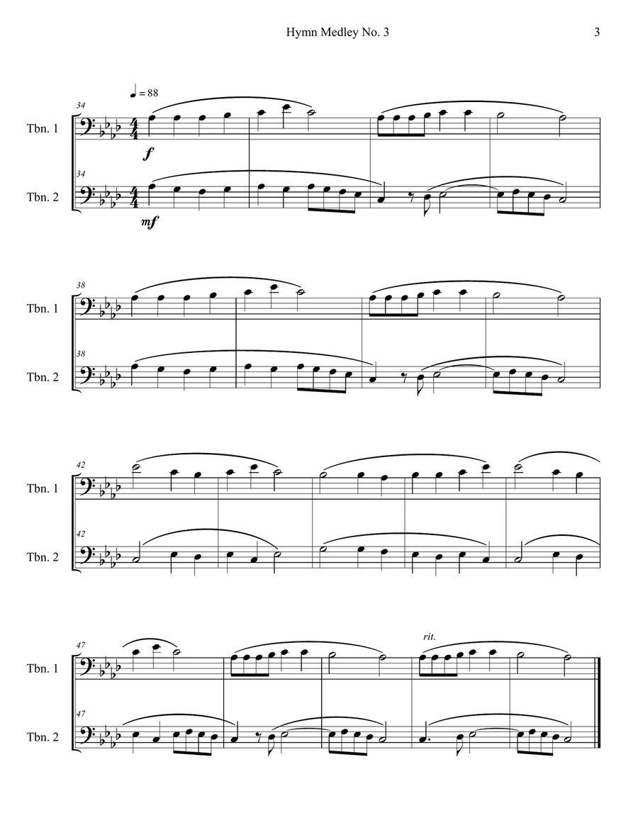 Hymn Medley No. 3 (Trombone Duet) Trombone Duet scores gallery preview page 3