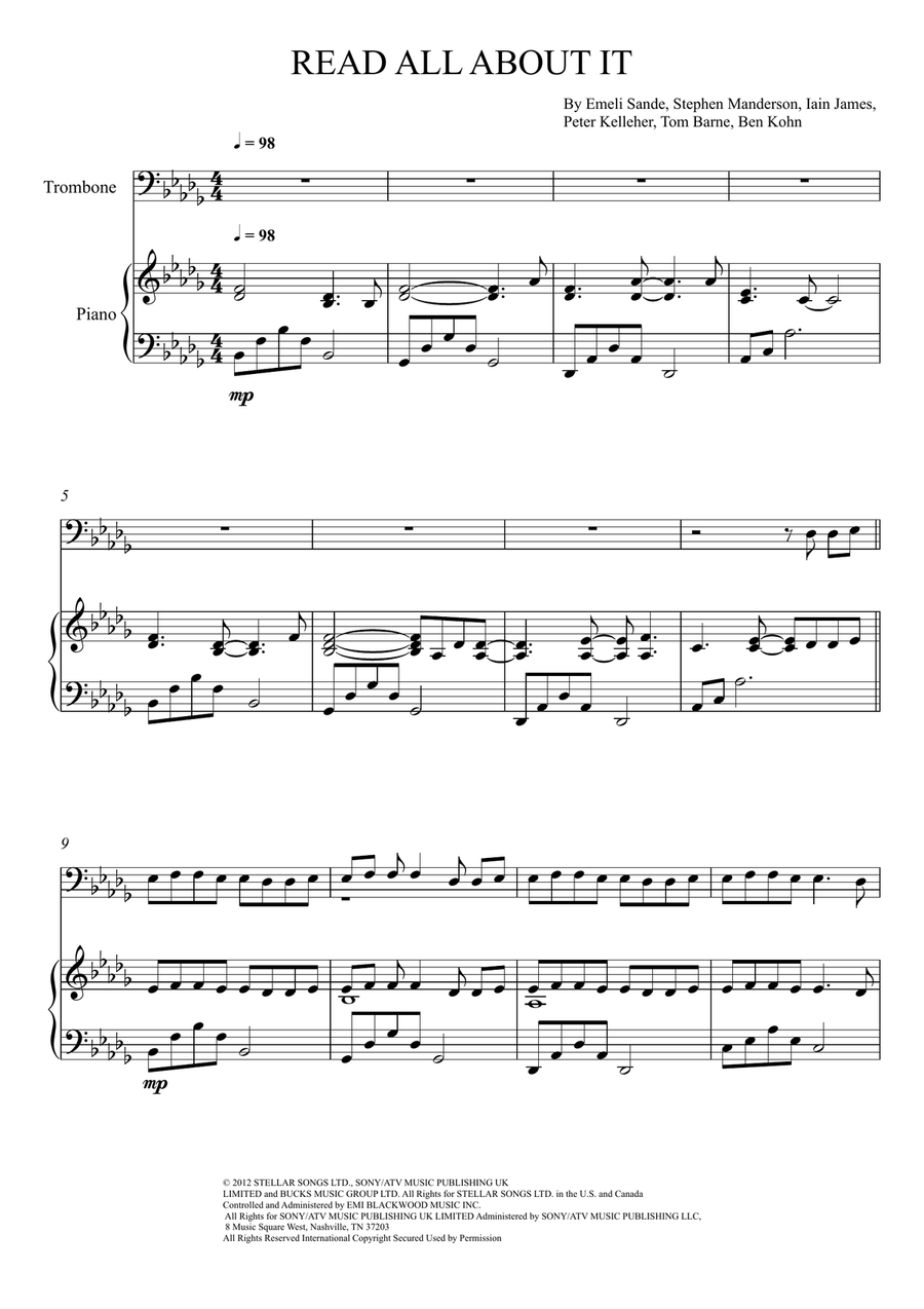 Read All About It, Part III Piano scores gallery preview page 1