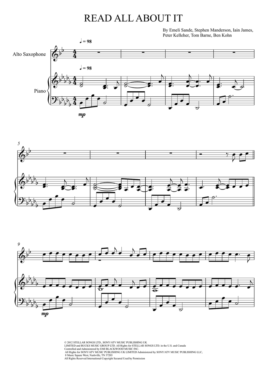 Read All About It, Part III Alto Saxophone scores gallery preview page 1
