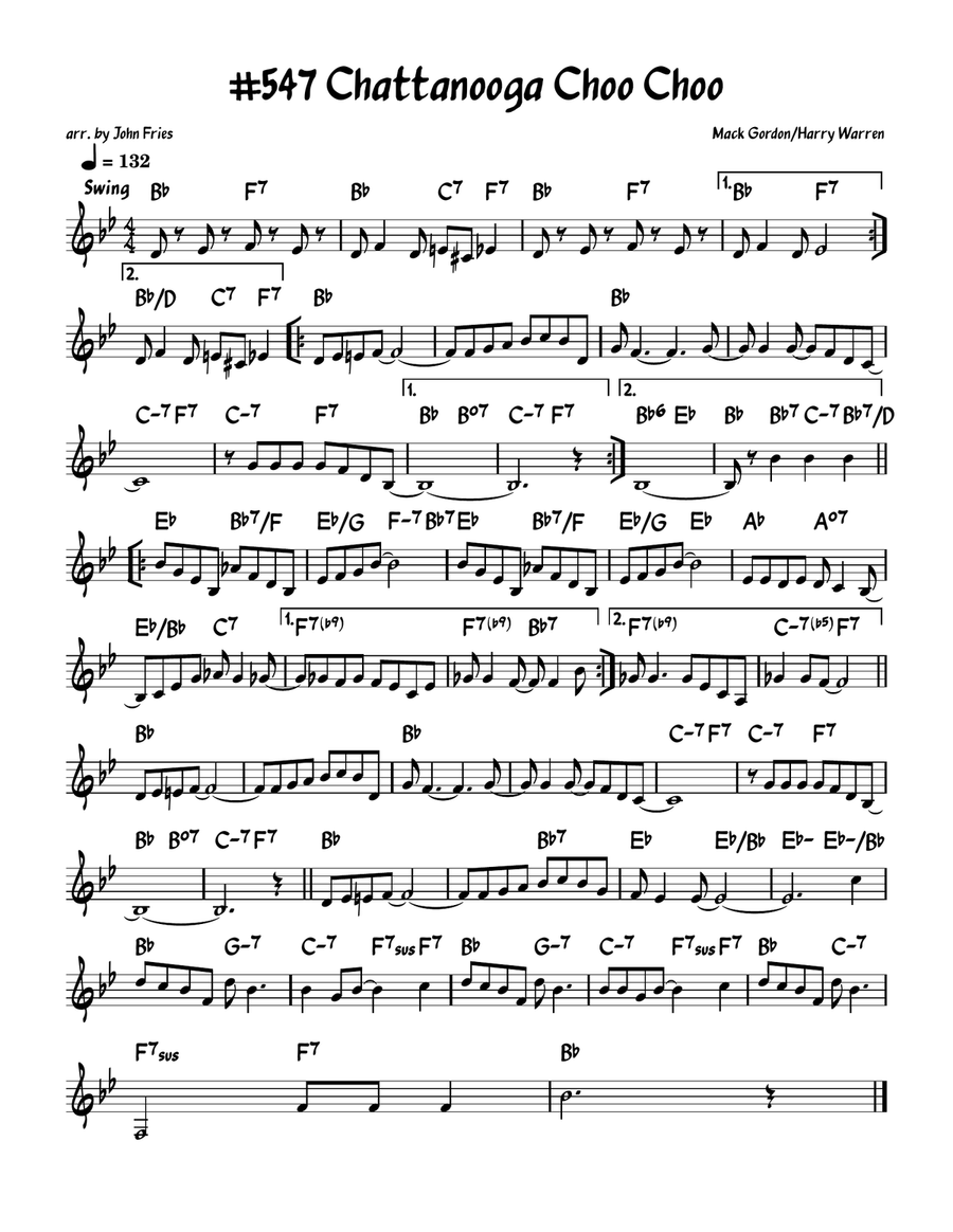 Chattanooga Choo Choo Chattanooga Choo Choo Piano scores gallery preview page 1