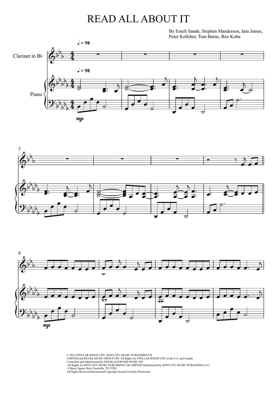 Read All About It, Part III Clarinet Solo scores gallery preview page 1