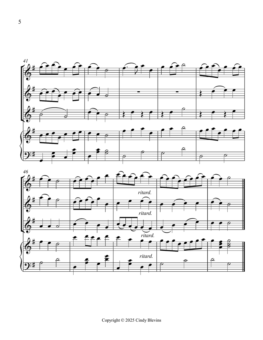 Christ the Lord Is Risen Today, for Three Violins and Piano Small Ensemble scores gallery preview page 6