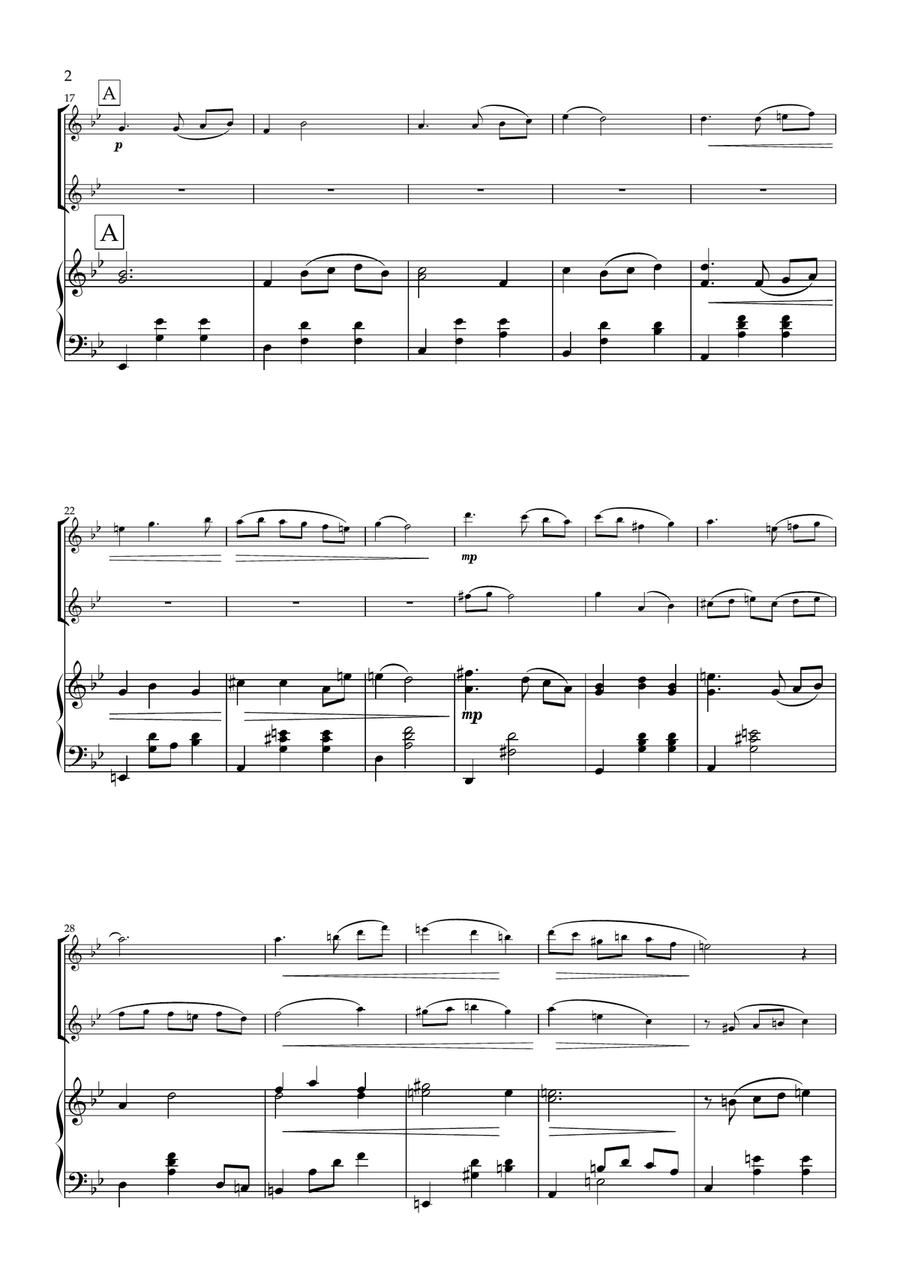 Juliet's Waltz. Original romantic waltz for Flute Duet and Piano. Flute Duet scores gallery preview page 3