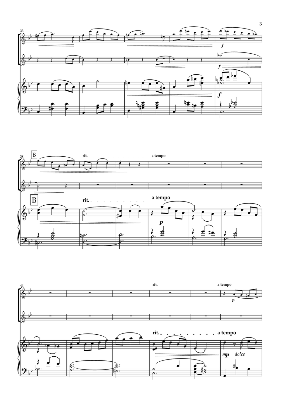 Juliet's Waltz. Original romantic waltz for Flute Duet and Piano. Flute Duet scores gallery preview page 4