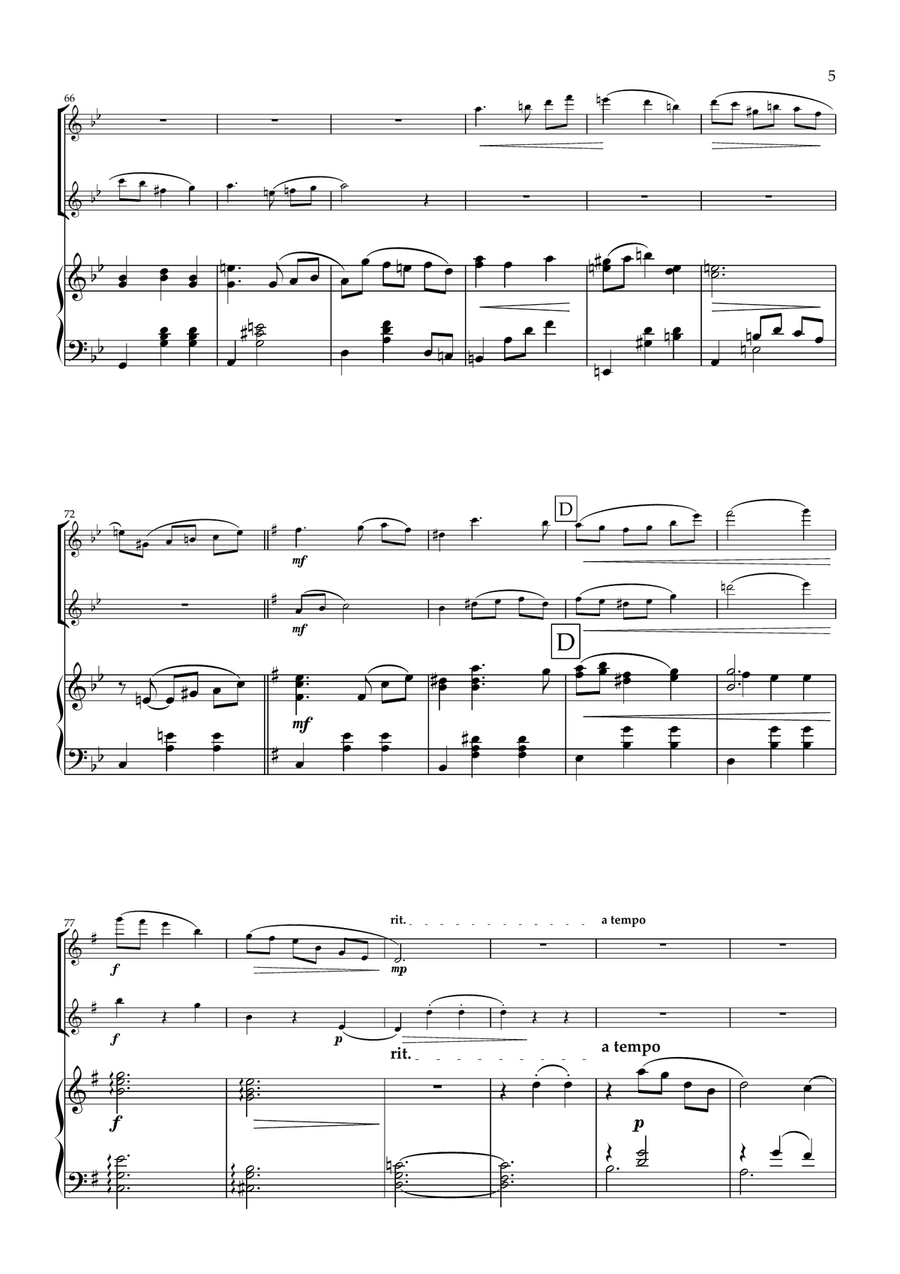 Juliet's Waltz. Original romantic waltz for Flute Duet and Piano. Flute Duet scores gallery preview page 6