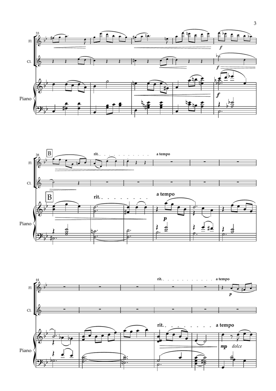Juliet's Waltz. Original romantic waltz for Flute, Clarinet and Piano. Woodwind Duet scores gallery preview page 4