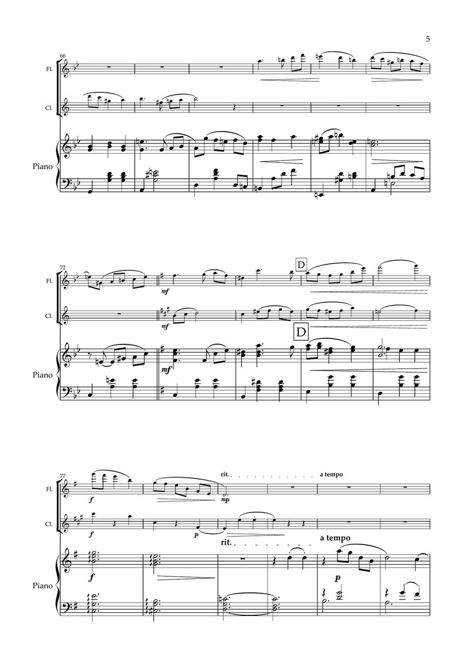 Juliet's Waltz. Original romantic waltz for Flute, Clarinet and Piano. Woodwind Duet scores gallery preview page 6