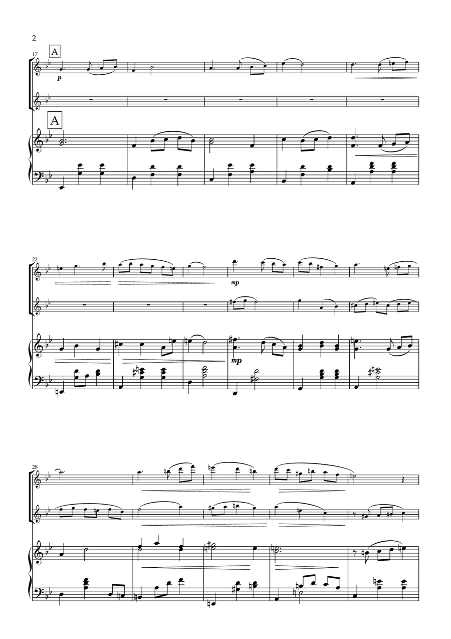 Juliet's Waltz. Original romantic waltz for Violin Duet and Piano. String Duet scores gallery preview page 3