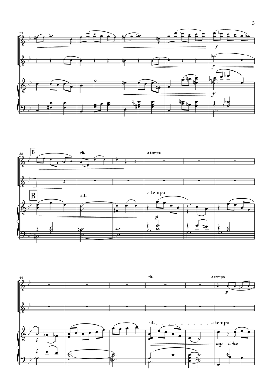 Juliet's Waltz. Original romantic waltz for Violin Duet and Piano. String Duet scores gallery preview page 4