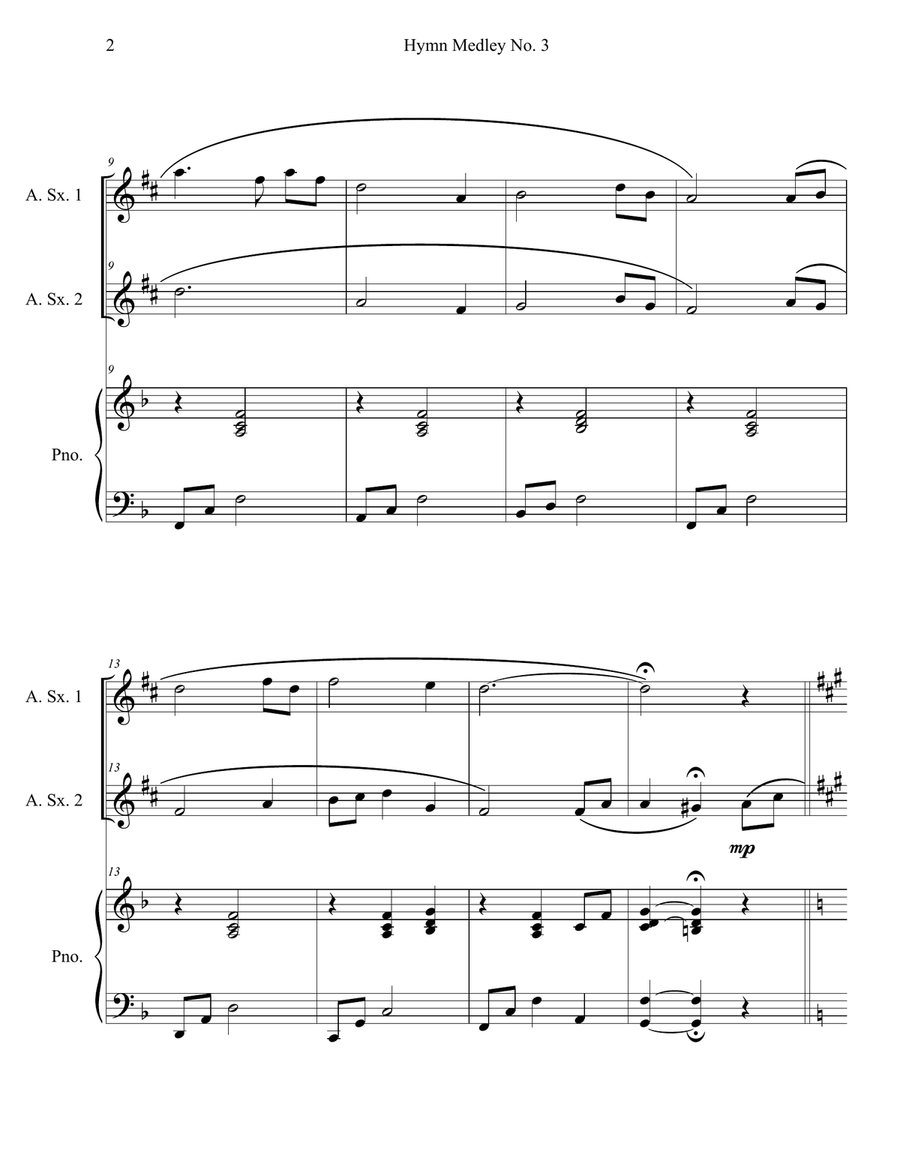 Hymn Medley No. 3 (Alto Sax Duet with Piano Accompaniment) Woodwind Duet scores gallery preview page 2