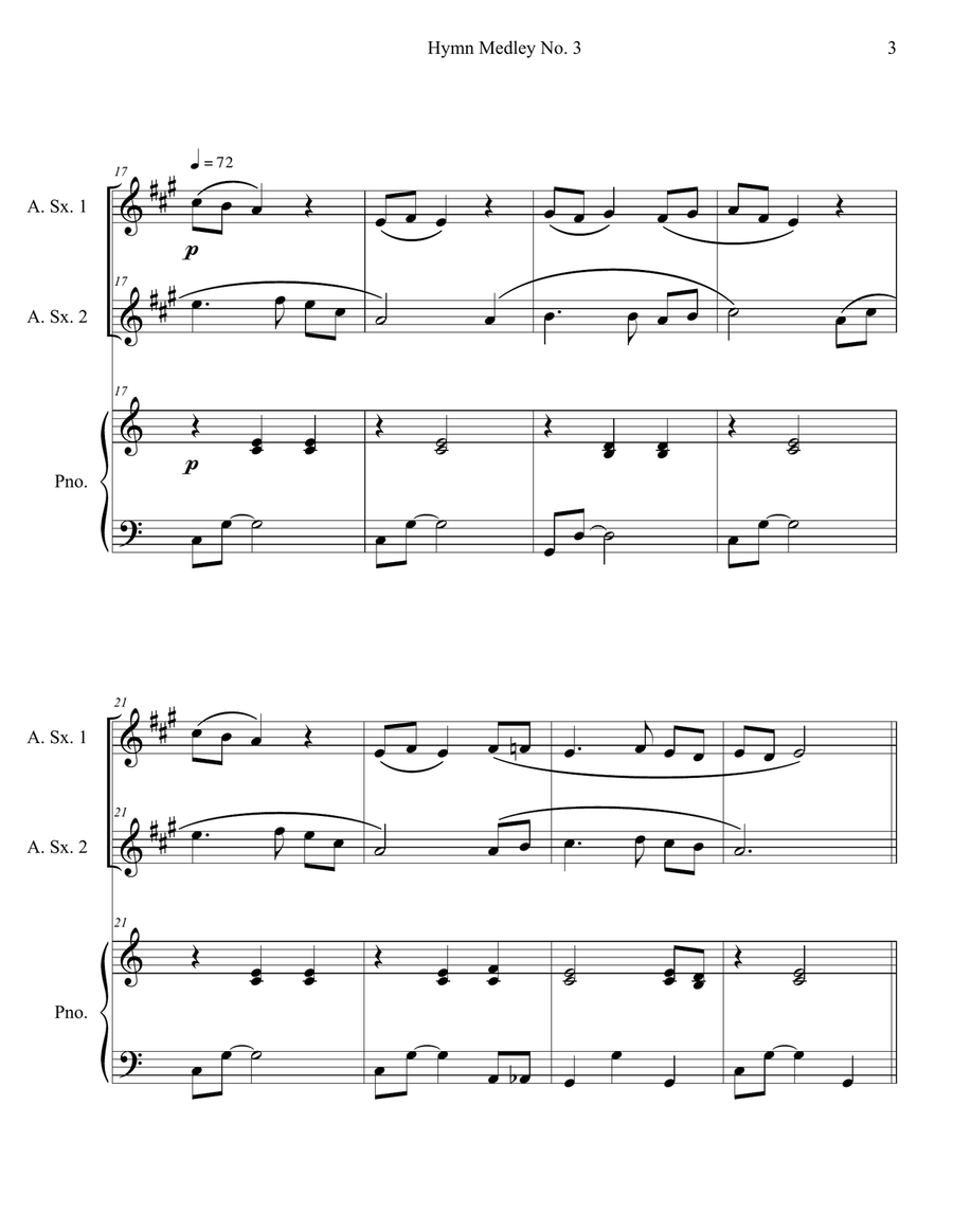 Hymn Medley No. 3 (Alto Sax Duet with Piano Accompaniment) Woodwind Duet scores gallery preview page 3