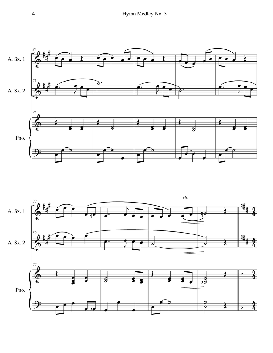 Hymn Medley No. 3 (Alto Sax Duet with Piano Accompaniment) Woodwind Duet scores gallery preview page 4