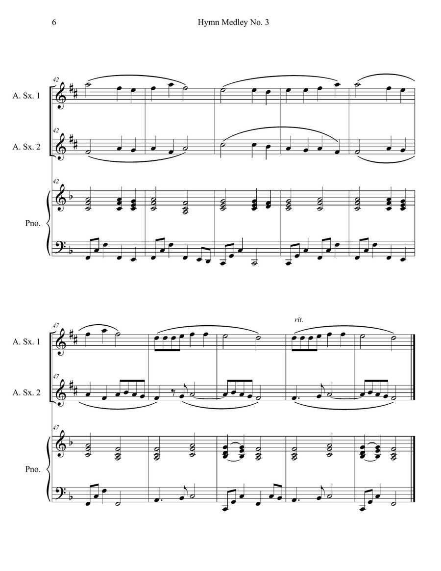 Hymn Medley No. 3 (Alto Sax Duet with Piano Accompaniment) Woodwind Duet scores gallery preview page 6