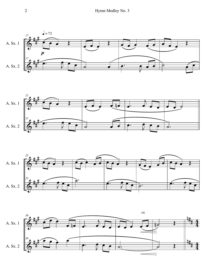 Hymn Medley No. 3 (Alto Sax Duet) Woodwind Duet scores gallery preview page 2