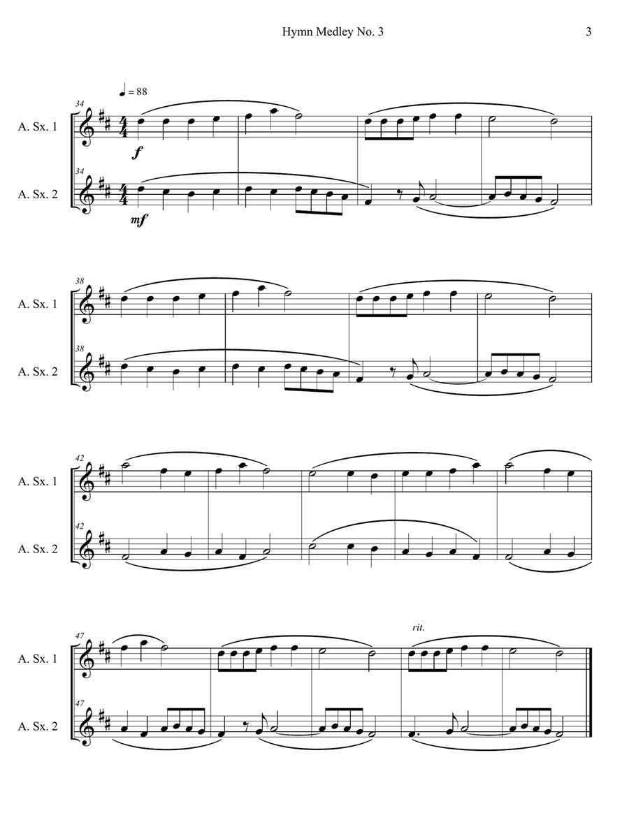 Hymn Medley No. 3 (Alto Sax Duet) Woodwind Duet scores gallery preview page 3