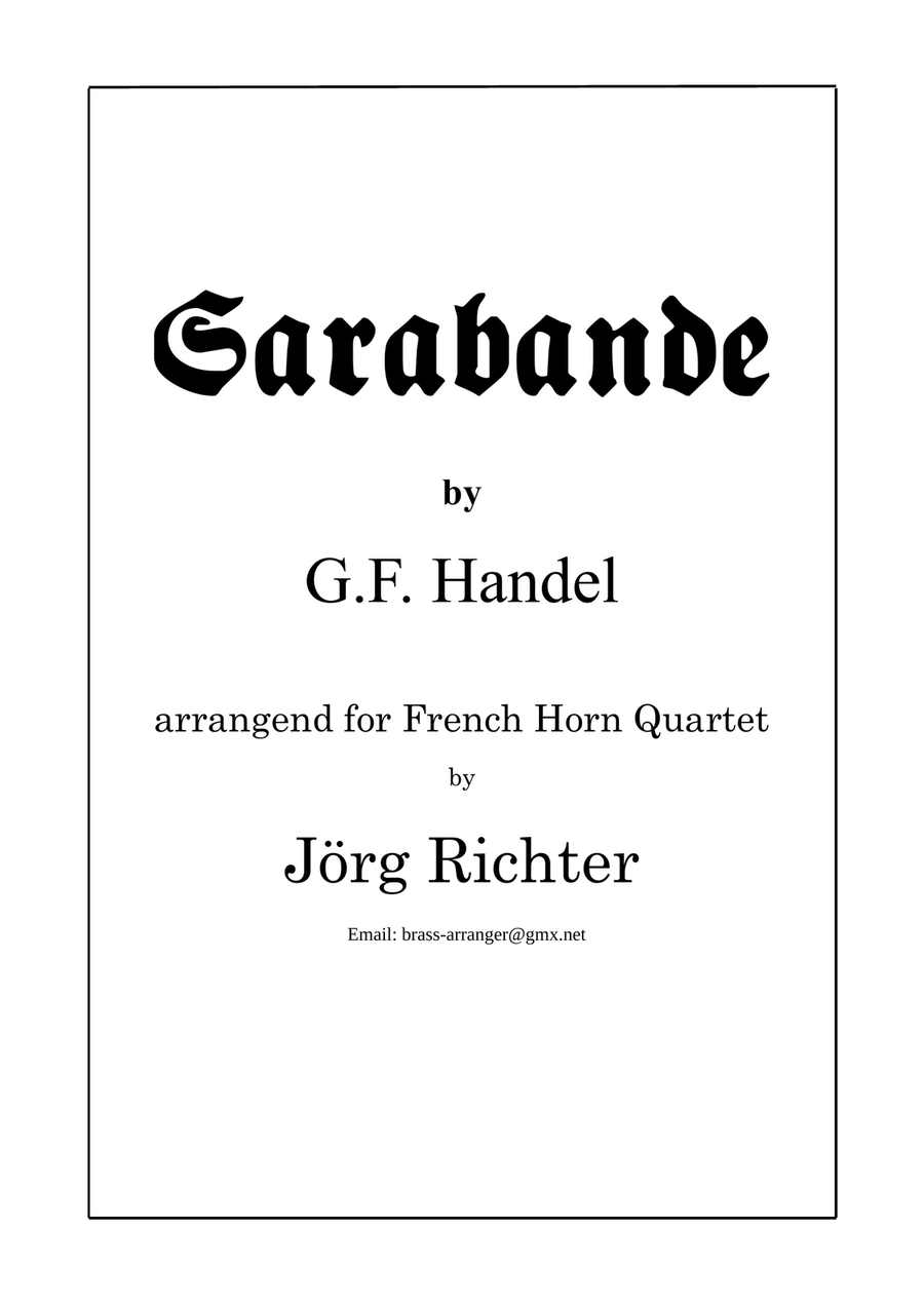 Sarabande for French Horn Quartet Brass Quartet scores gallery preview page 1