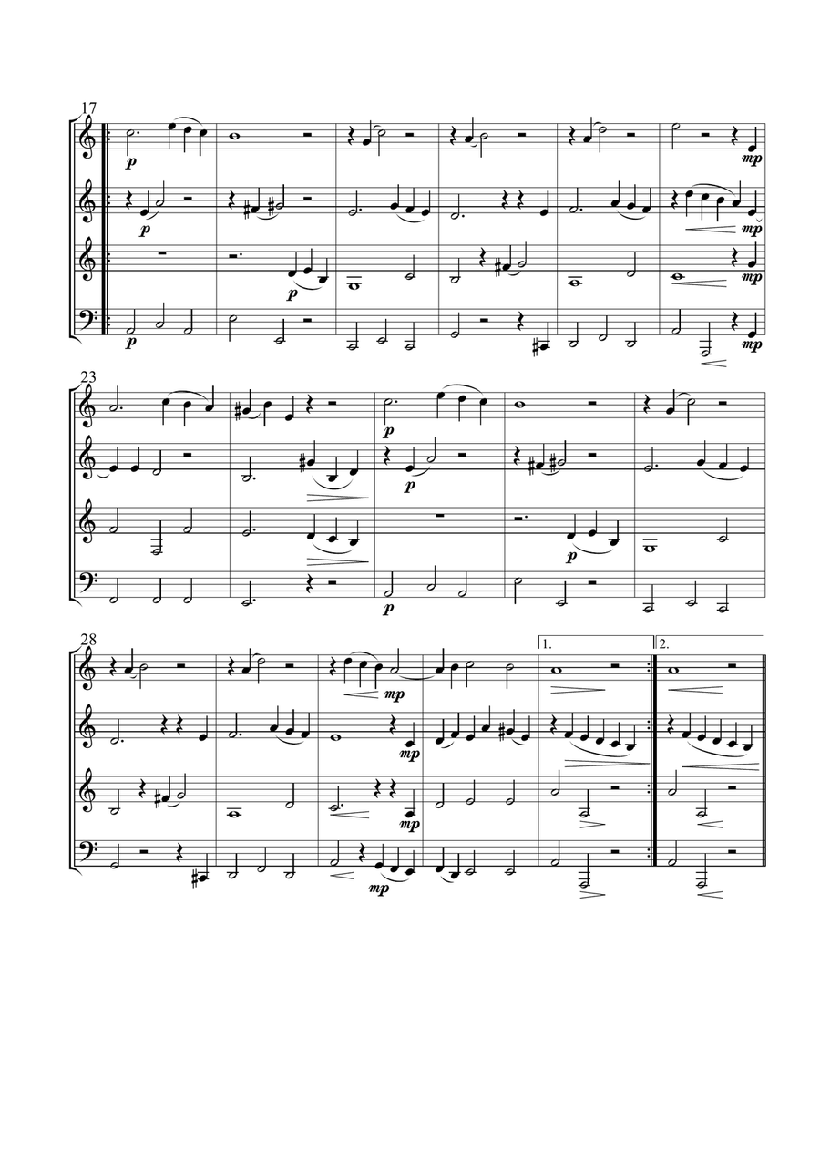 Sarabande for French Horn Quartet Brass Quartet scores gallery preview page 3