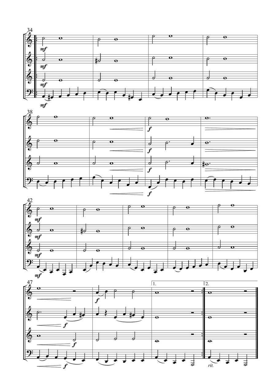 Sarabande for French Horn Quartet Brass Quartet scores gallery preview page 4