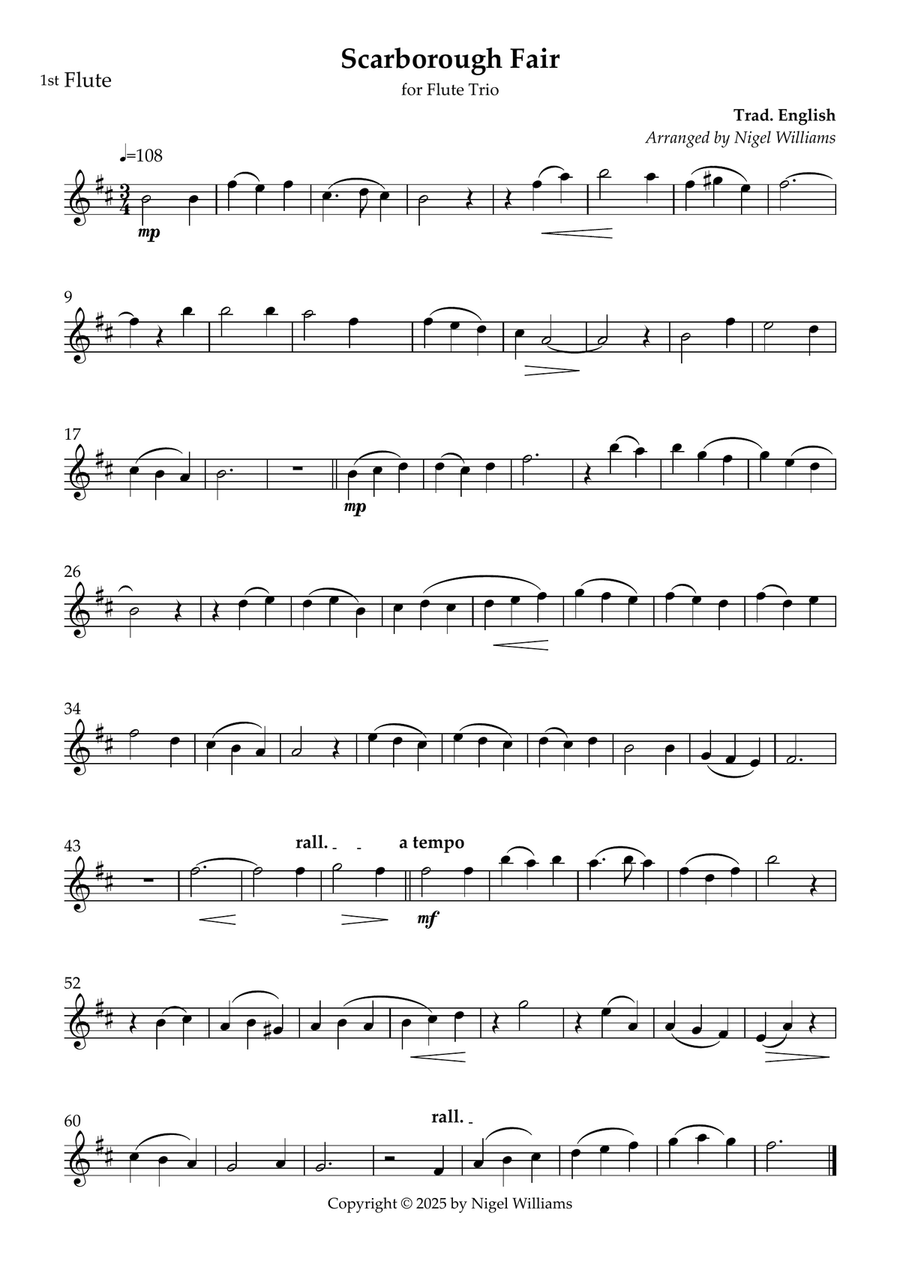 Scarborough Fair Scarborough Fair Flute Trio scores gallery preview page 1