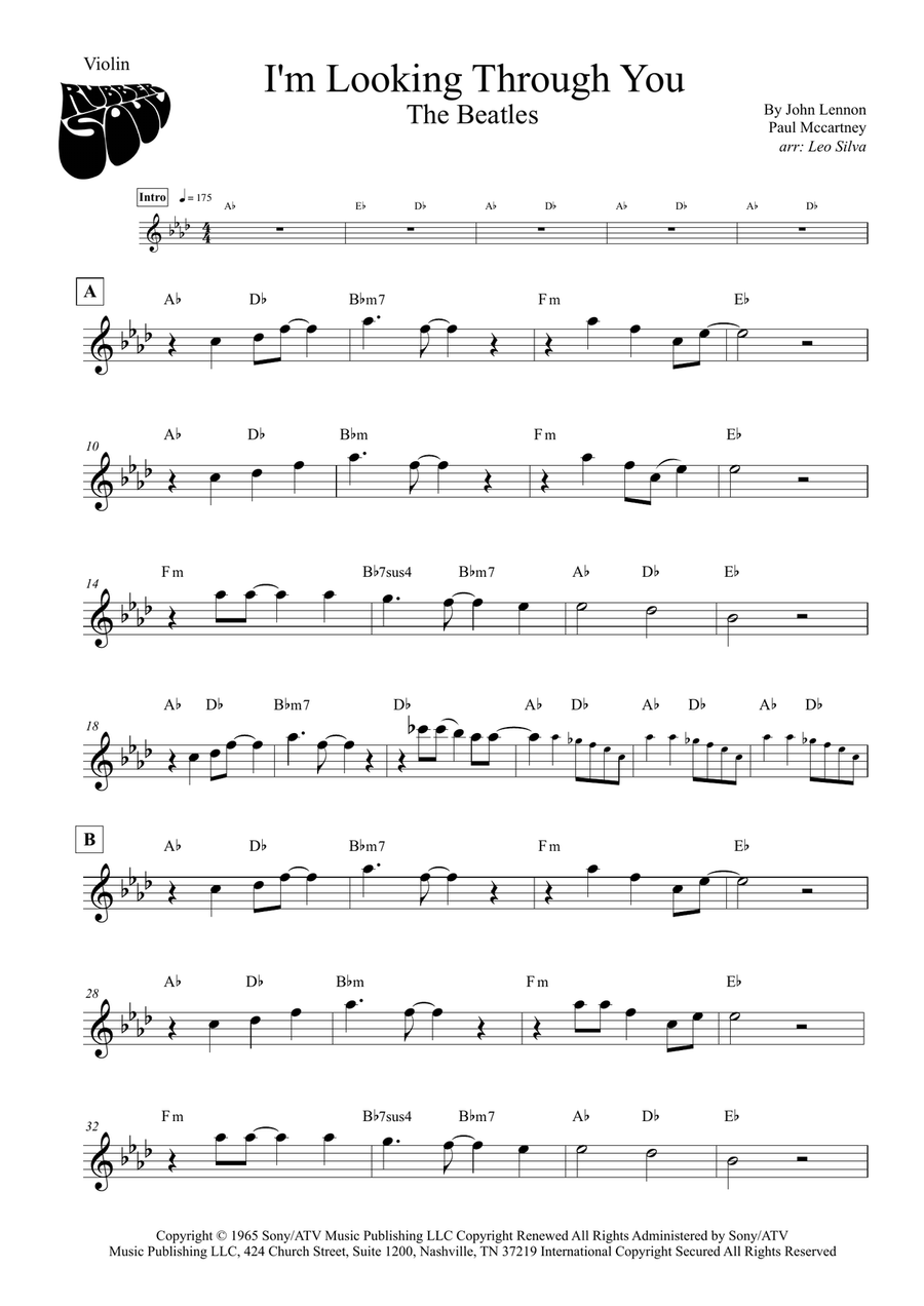 I'm Looking Through You Violin Solo scores gallery preview page 1