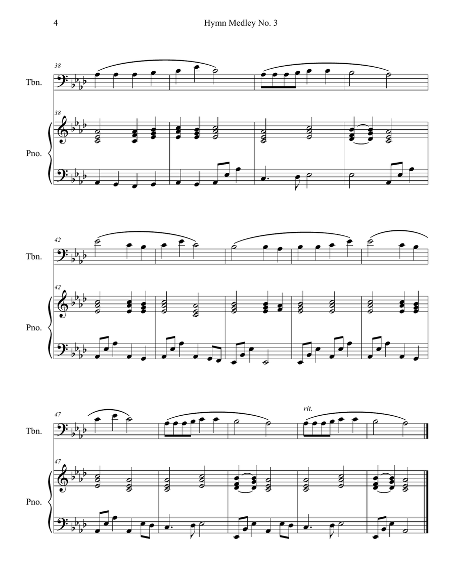 Hymn Medley No. 3 (Trombone Solo with Piano Accompaniment) Piano scores gallery preview page 4