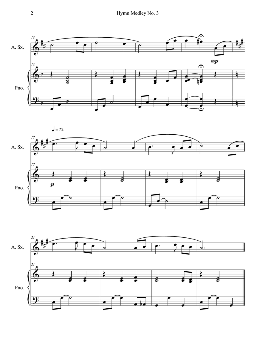 Hymn Medley No. 3 (Alto Sax Solo with Piano Accompaniment) Alto Saxophone scores gallery preview page 2