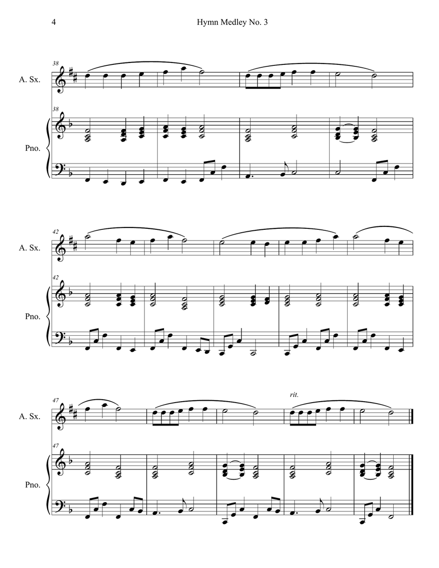 Hymn Medley No. 3 (Alto Sax Solo with Piano Accompaniment) Alto Saxophone scores gallery preview page 4