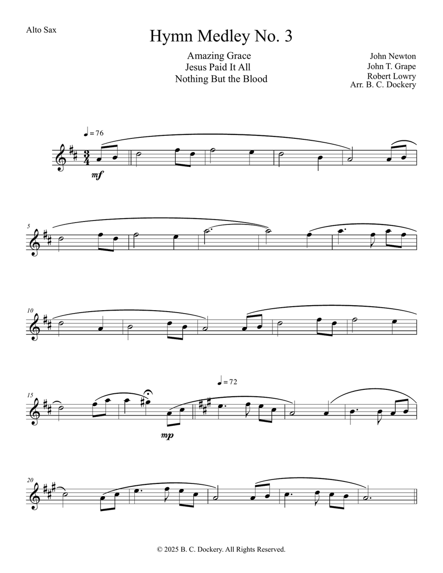 Hymn Medley No. 3 (Alto Sax Solo with Piano Accompaniment) Alto Saxophone scores gallery preview page 5