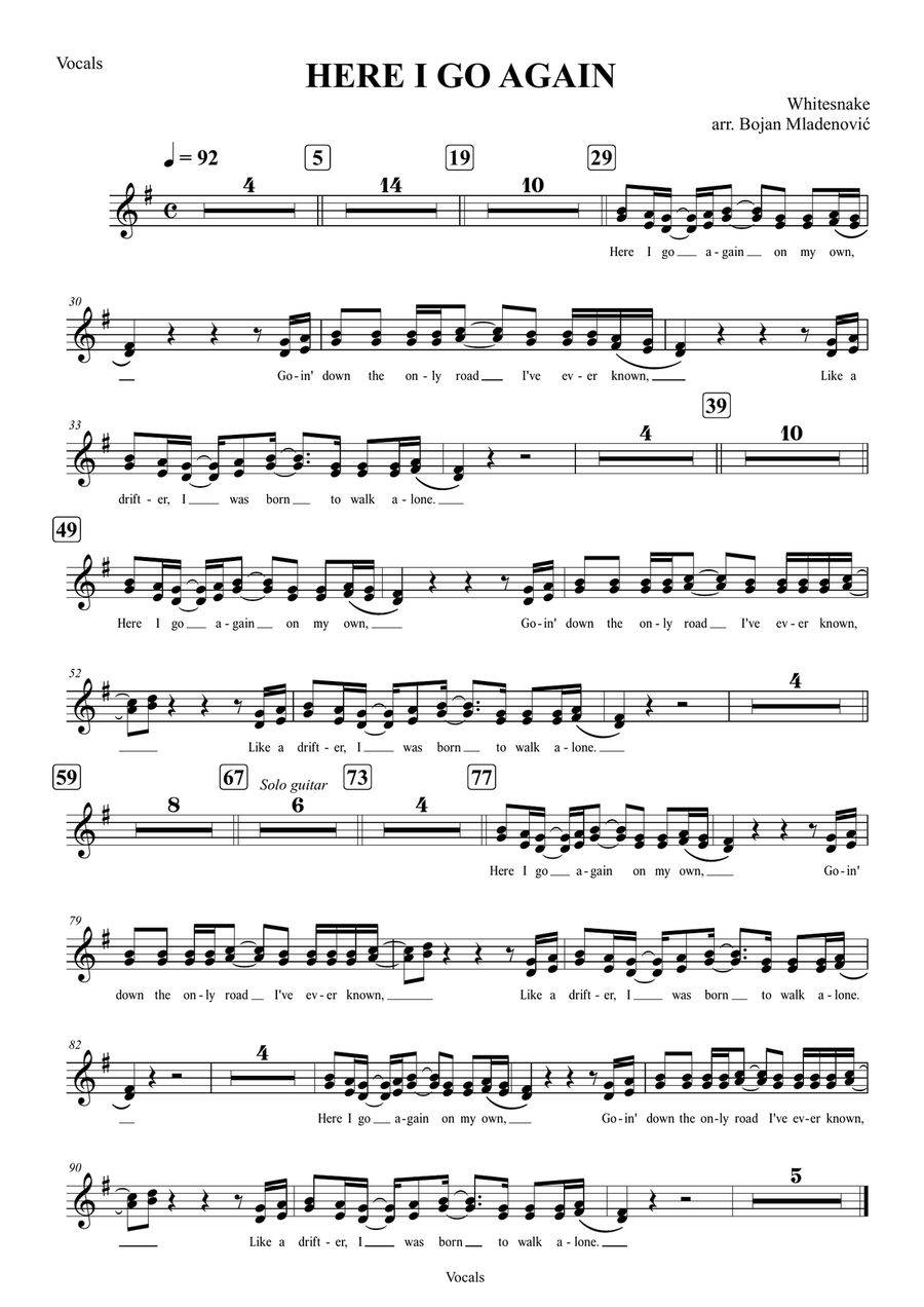 Here I Go Again Here I Go Again Piano scores gallery preview page 1